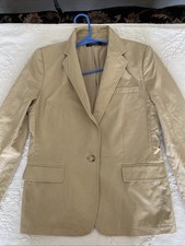Ralph Lauren Black Label Women's 10 Cotton Blazer Jacket Tan Beige 1 Button New