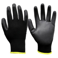 Hyper Tough Nylon Liner PU Dipped Gripping Work Gloves, Full Fingers, Men's Larg