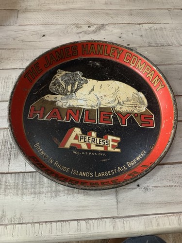 Vintage Hanley's Peerless Ale Beer Tray Providence RI Bulldog Advertising