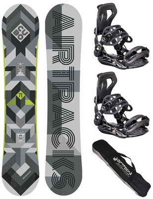 Snowboard Set AIRTRACKS Cubo Wide+Bindung Star - Master+Bag 159 161 165 168 171