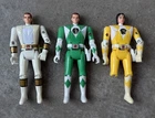LOT (3) Vintage Power Rangers Bandai Action Figures Green Yellow White Flip Head