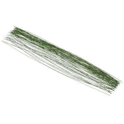 For Flowers Thread Stem 16\'' 28 Gauge, 100 Piece Wrapped Dark Green Paper
