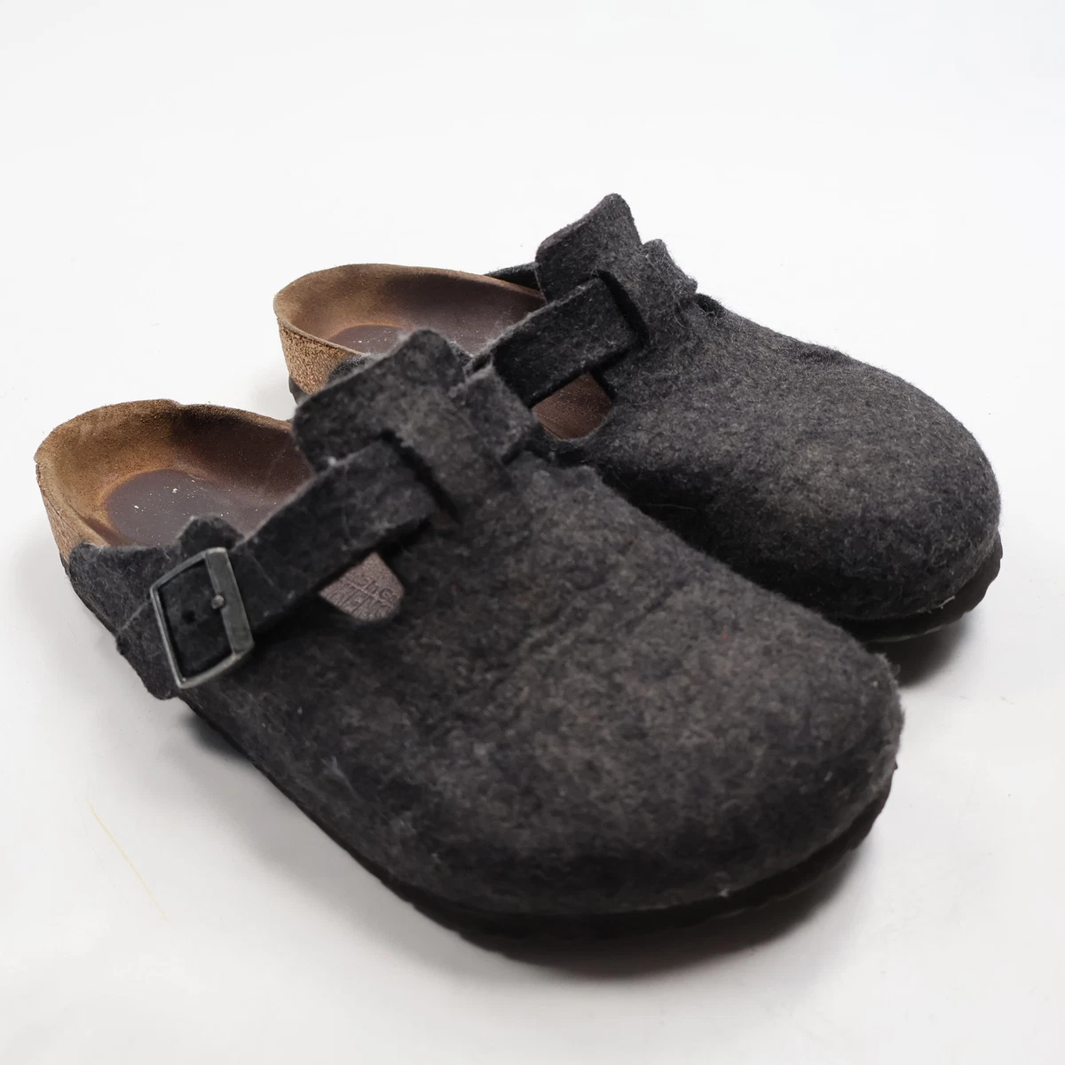 Birkenstock Gray Felt Slip-On Clogs Birkenstock Boston Soft Footbed Suede Leather (Regular Width  main image 2