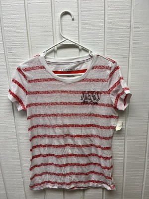 Aeropostale Women s Large NWT Red/White Striped Tee Lightweight Graphic AERO