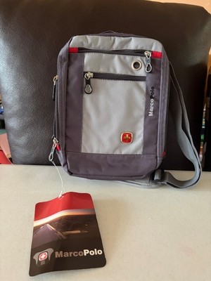 Kal Gav Marco Polo Men s Travel Crossbody Bag   Gray   Multi Pocket   New