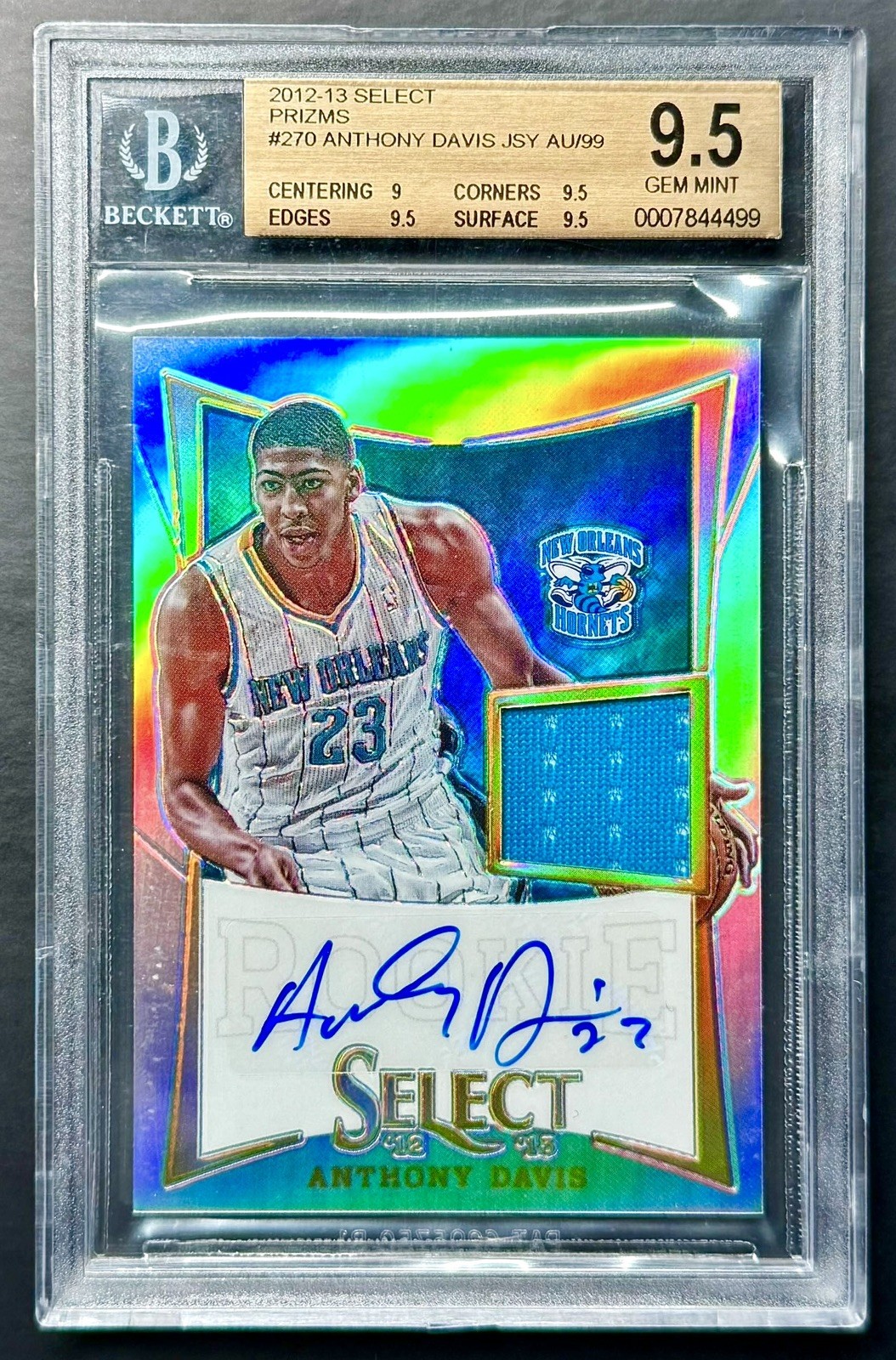 2012-13 Select ANTHONY DAVIS #3/99 Silver Prizm Rookie Jersey Auto BGS 9.5/10