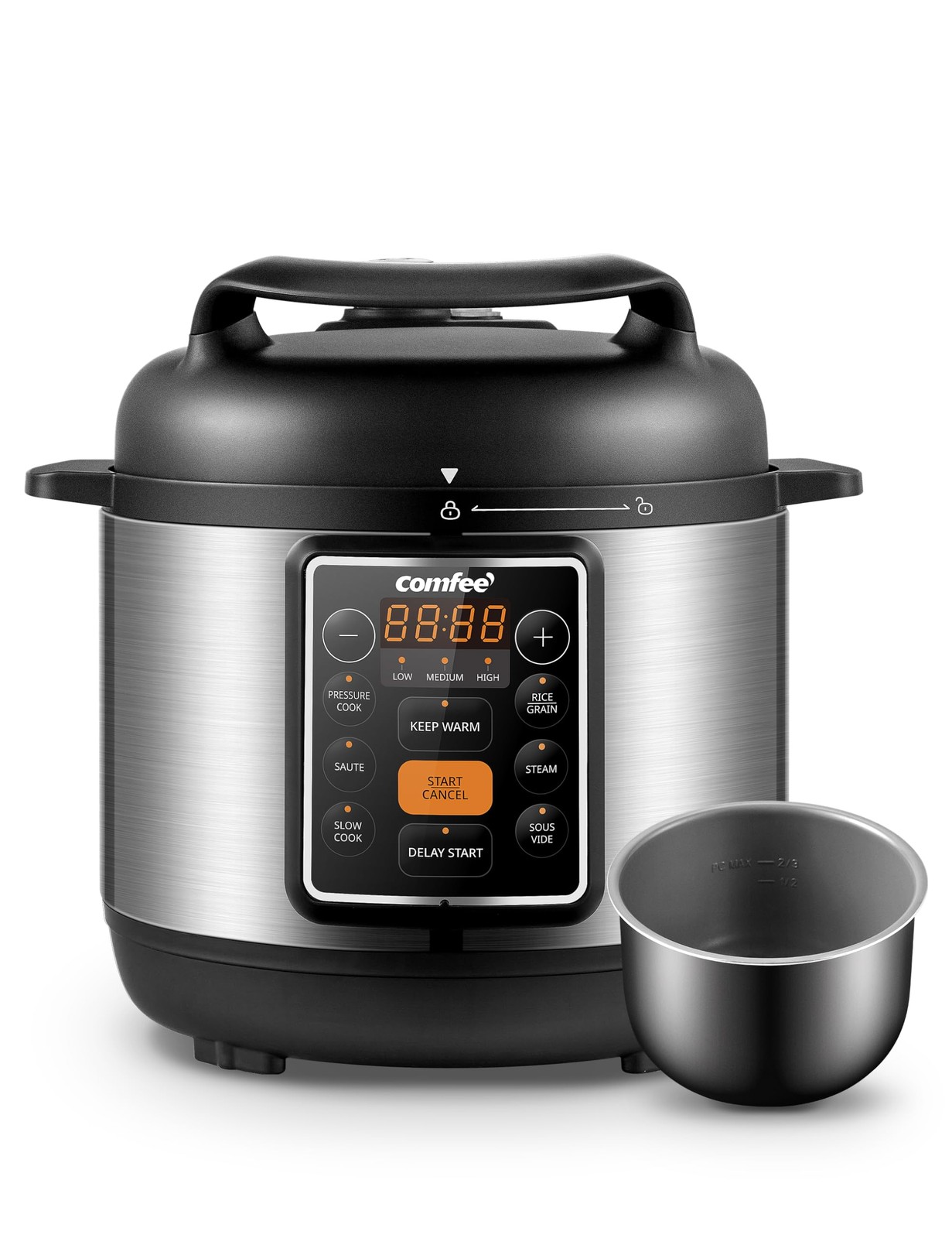 COMFEE&rsquo; 7-in-1 Small Pressure Cooker, Slow Cooker, Steamer, Saut&eacute;, Sous Vide,...