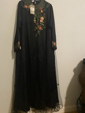 aab collection Botanical Garden Black Abaya XXL/UK18 Floral Embroidered Dress