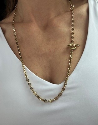PRICE REDUCED! HOORSENBUHS 18K 3MM OPEN LINK NECKLACE WITH DIAMOND PENDANT- 26IN