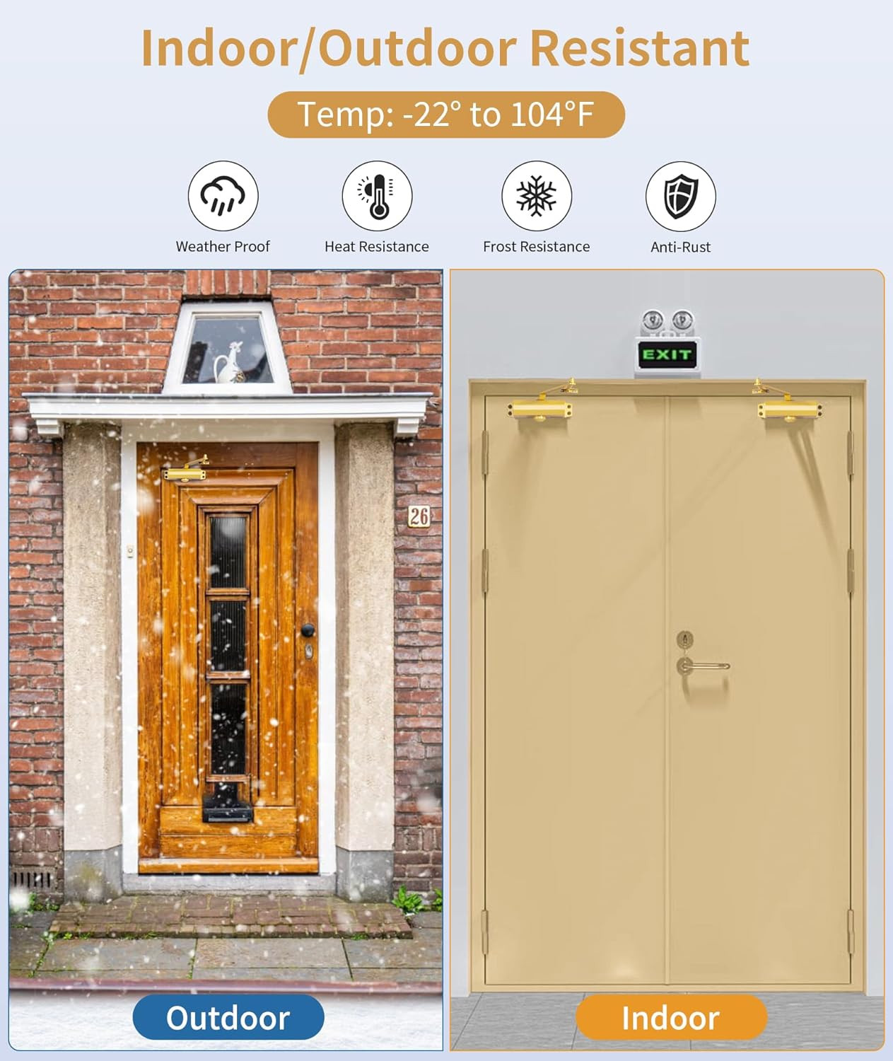 Door Closers Commercial, Hydraulic Door Closer with Hold Open, Heavy Duty Doo...