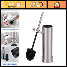 Brushed Nickel Toilet Brush Set - 304 Stainless Steel, Heavy Duty, Long Handle,