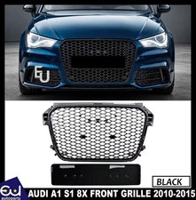 RS1 STYLE FRONT HONEYCOMB GRILLE FOR AUDI A1 S1 8X S LINE 2010-2015 GRILL BLACK