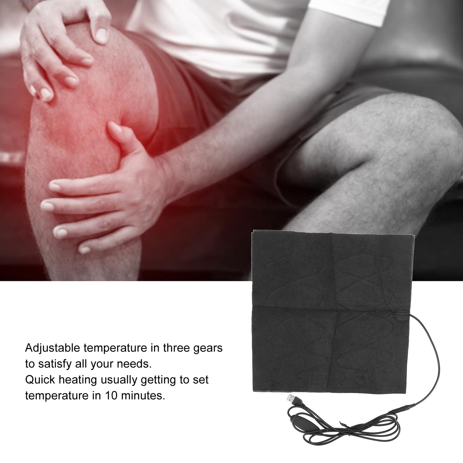 Heating Pad 30x30cm Adjustable Temperature Quick Heating Folding USB DC 5V WT
