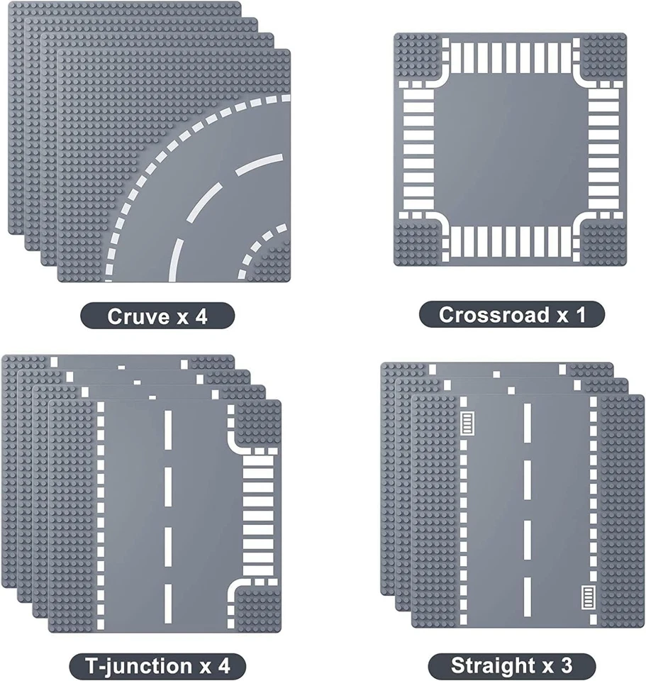 Placas base de carretera para bloque de construcción de carretera de ciudad, 12 placas de calle de ciudad, carretera de 10"X10" Foto 3 de 4