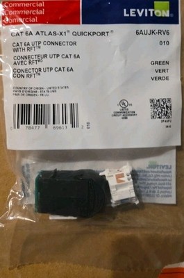 Leviton 6AUJK-RV6 Atlas-X1 Cat 6A UTP Quickport Jack Green
