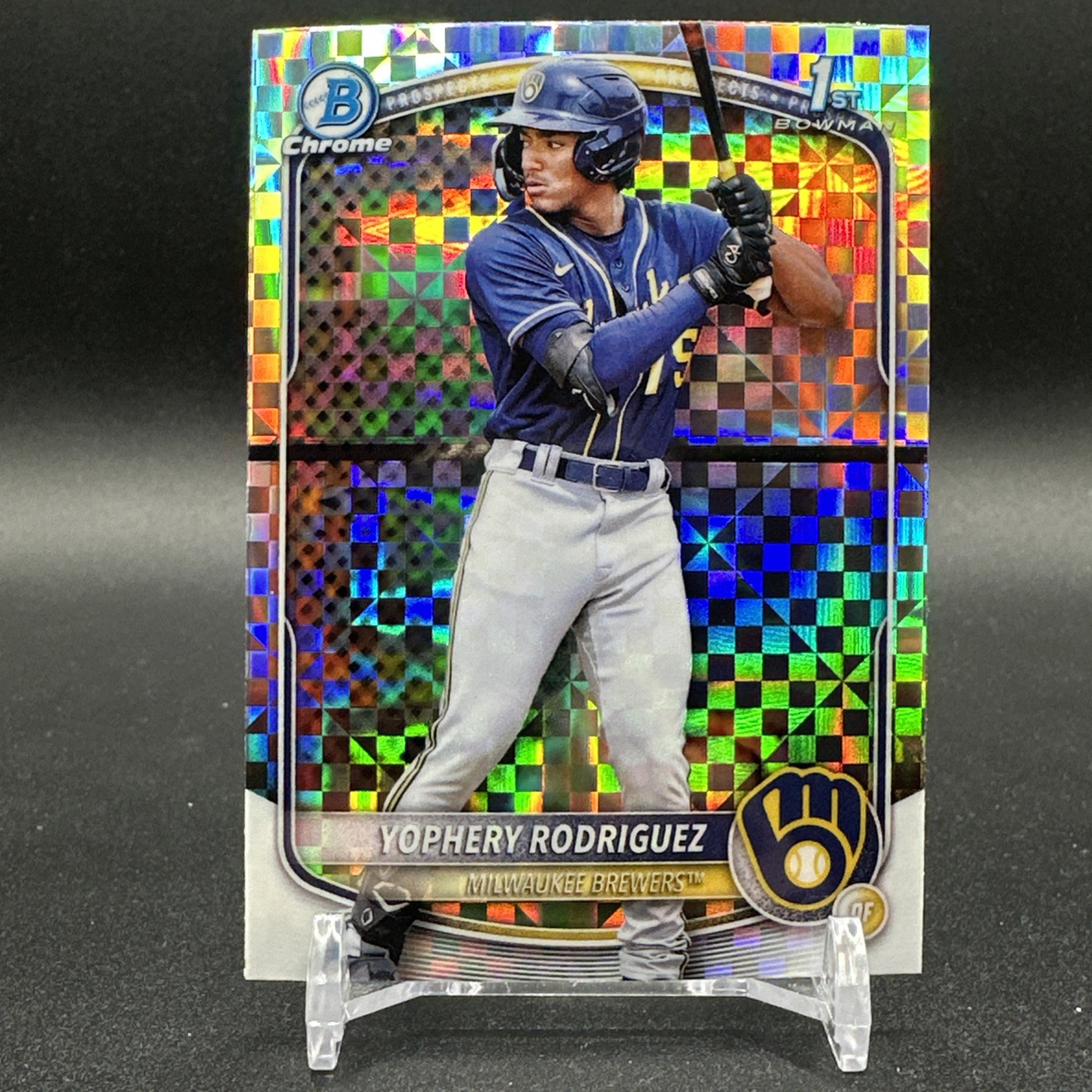 Yophery Rodriguez 2025 Bowman 1st Chrome X-Fractor Milwaukee Brewers BCP-36
