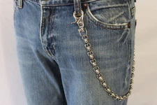 New Men Silver Wallet Chains Metal Motorcycle Biker Strong Skeleton Skull Charms