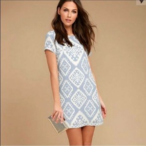 sky blue shift dress