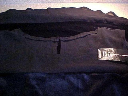 NEW NWT PERFECT INC XL BLACK VELVET BLACK SEMI SHEER LONG TANK TOP 46" BUST L - Picture 3 of 5