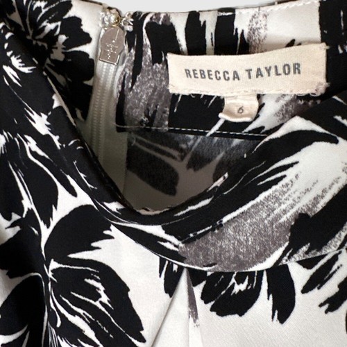 Rebecca Taylor Sz 6 Splashy Floral Culottes Black/White - Picture 7 of 8
