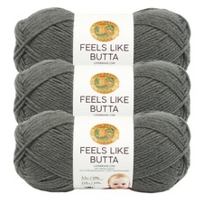  3 Pack Lion Brand Yarn 215-150D Feels Like Butta Yarn, Charcoal
