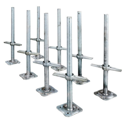 Leveling Jack Adjustable Galvanized Steel Scaffolding Screw Base Plate 8 Pack 24