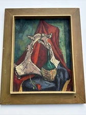 MID CENTURY PAINTING MODERNIST LISTED BILL VOSS  EXPRESSIONIST BONE STILL LIFE