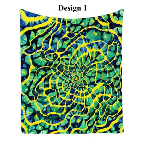Tie Dye Spirals Flower Geometric Bedspread Throw Blanket Birthday Holiday Gift - Picture 10 of 16