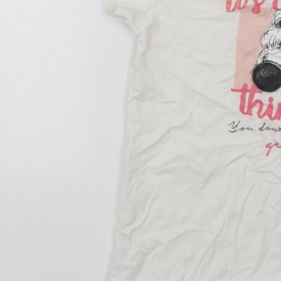 T-shirt Basique Fille Pep&Co Blanc 7-8 Ans - Coton Col Rond Imprimé "Its A Girl Thing" - Occasion TBE