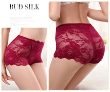 Women Briefs High waist Panties Lace Rose Mesh Plus Size Underpants 3pcs 89391