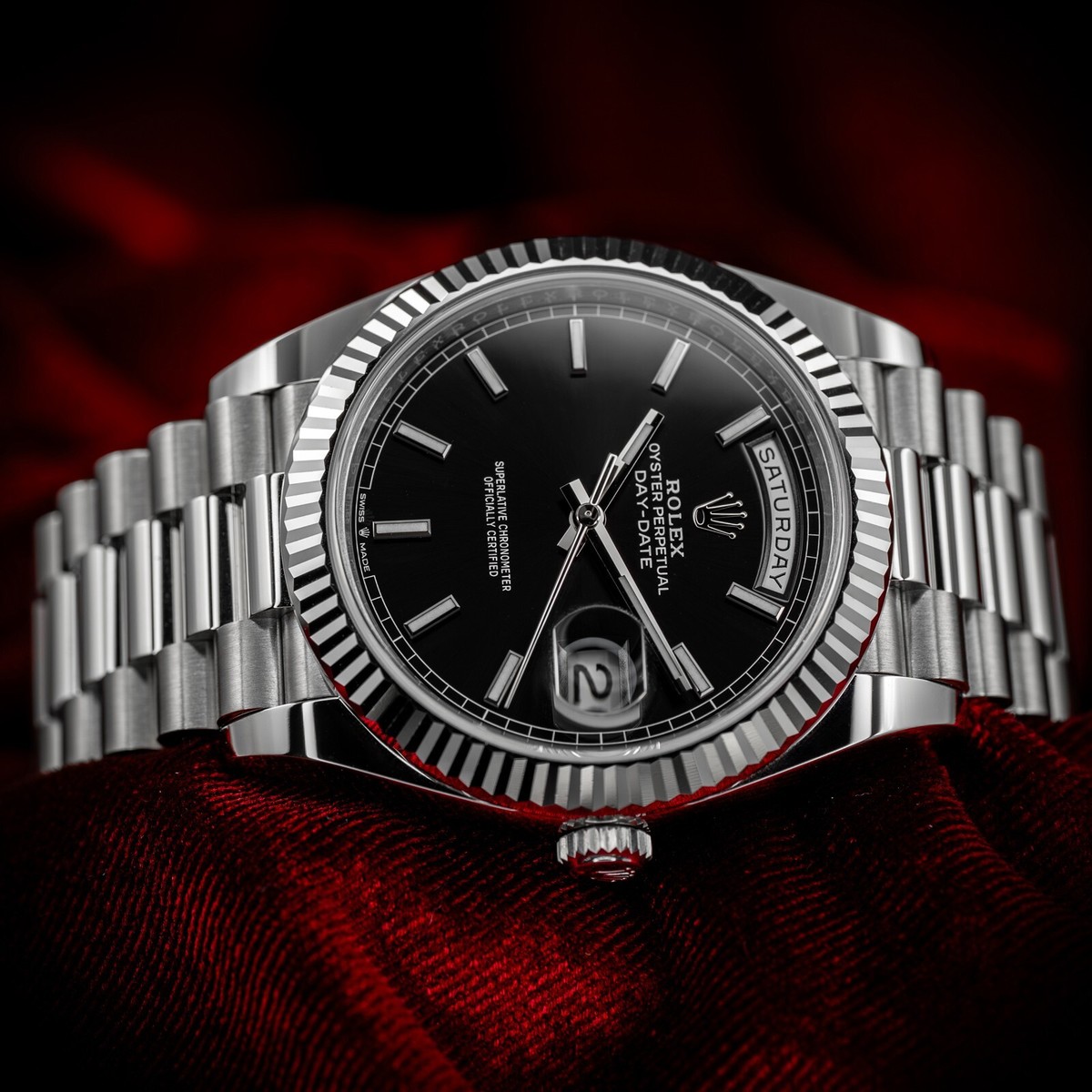 Rolex Day-Date 40 Platinum Black Dial 228236 Complete Set BNIB Box