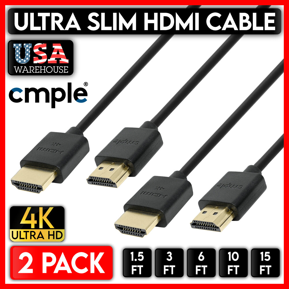 Ultra Slim 4K HDMI Cable 2-Pack for HDTV PC Laptop Monitor-image
