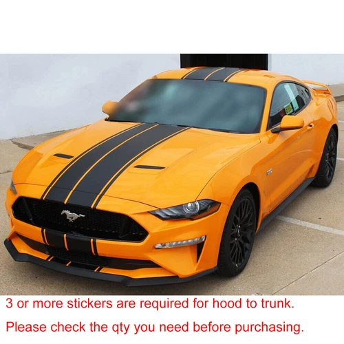 For Ford Mustang Etc 78.7'' Black Hood Roof Rally Racing Stripe Vinyl Sticker - Picture 9 of 12