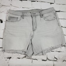 Universal Thread Midi Shorts Womens Sz 12/31 Gray Jean Cut-Offs Distressed Denim