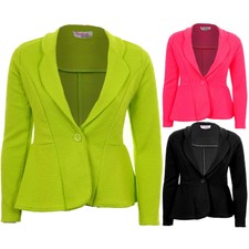 Ladies Textured One Button Luminous Frill Shift Party Blazer Women's Jacket