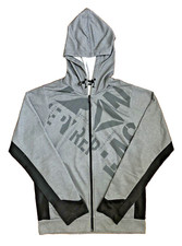 Hoodie Mens Polyester Fleece Lined Gray Black M Reebok CrossFit Graphic Front