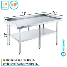 Work Table with Backsplash and Sidesplashes | Stainless Steel Prep Table 24"x72"
