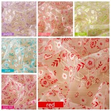 Mesh Floral Printed Fabric Organza Lace for Window Curtain Drape Dress Craft