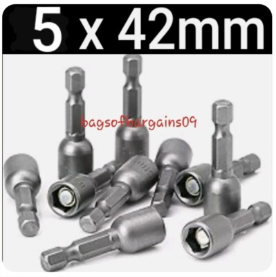 5tlg 8mm Magnet Nuss Schraubendreher Set 42mm Steckschlüssel Schlagbohrer 1/4'' Sechskant Nuss Setter