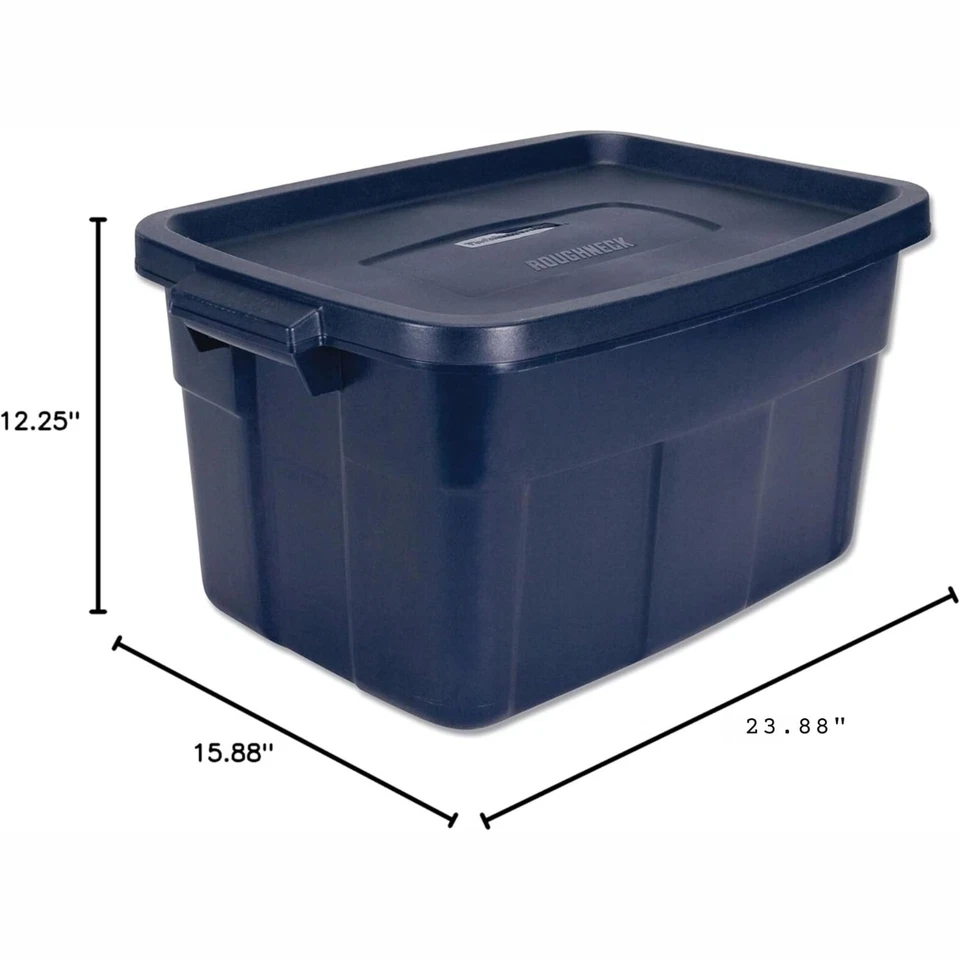 Caixa de armazenamento Rubbermaid Roughneck índigo escuro metálico recipiente empilhável 14 gal - Imagem 2 de 2