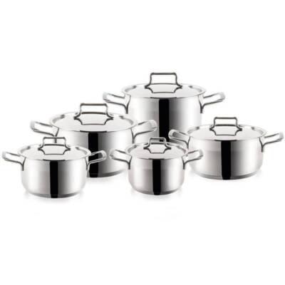 ORION Topfset / Kochtöpfe aus Stahl 18/10 PREMIUM 10-teilig
