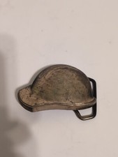 Brass Hardhat BELT BUCKLE Made In USA Construction Mine Worker Labor 1970s Vtg