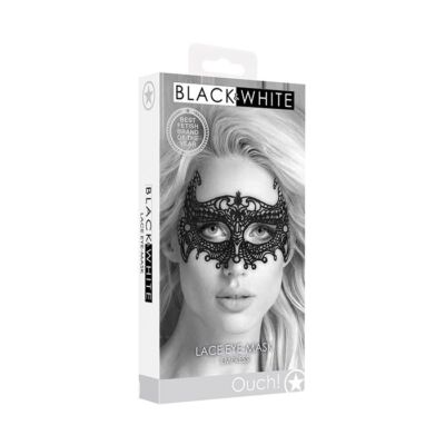 Shots Ouch Black & White Lace Eye Mask Black