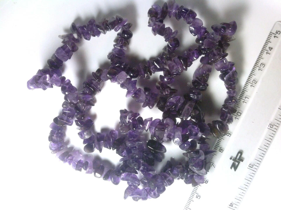 Vtg 31~36" STRAND (APPROX) DARK AMETHYST CHIP STONE NECKLACE CRAFT #021920o - Image 2 of 3