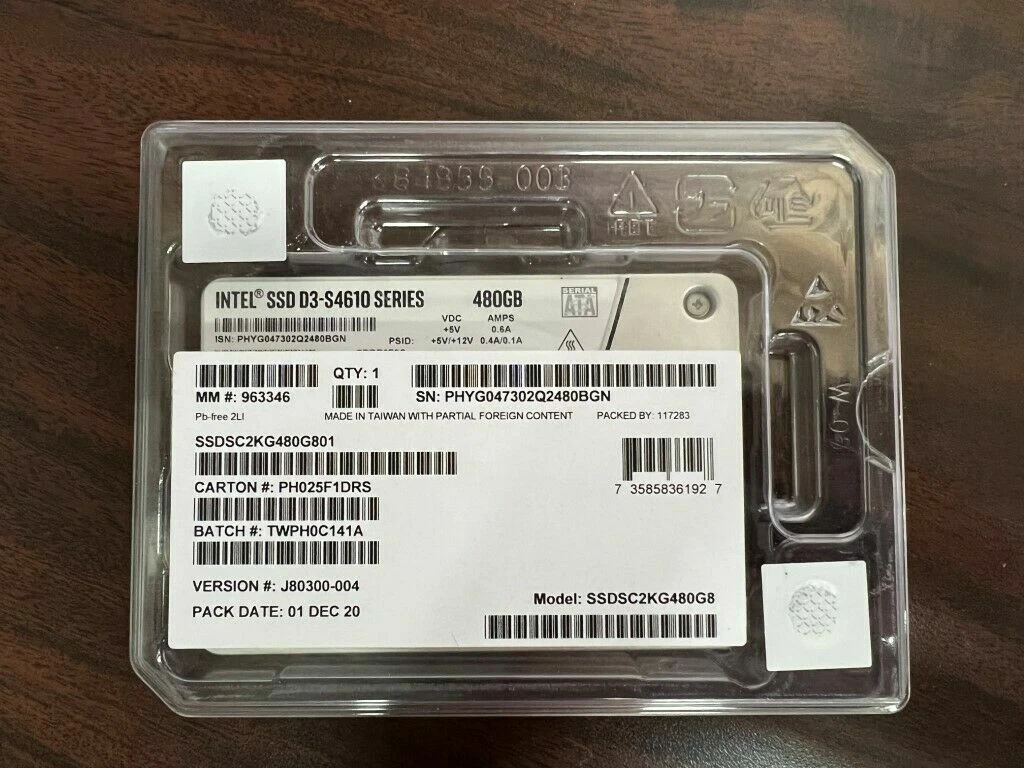 Intel D3 S4610 SSDSC2KG480G801 SSDSC2KG480G8 480GB 2.5'' TLC SSD