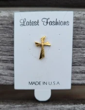NOS Gold Tone Religious Cross Lapel Pin Push-Back-Pin (12 items) 
