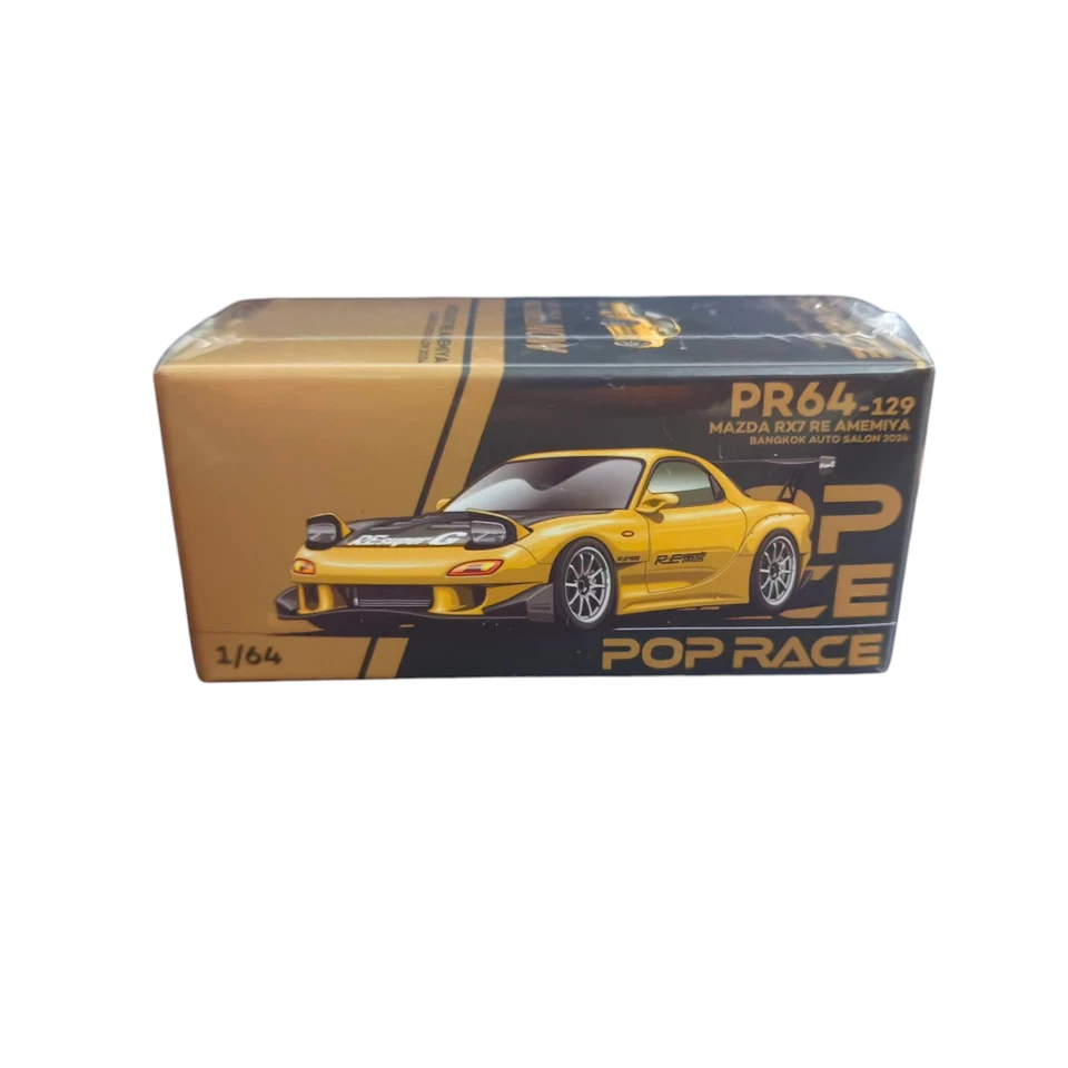 POP RACE MAZDA Rx-7 Re-amemiya Drift Gyro Full 1/64 Gold Special Bangkok Limited - Imagem 3 de 4