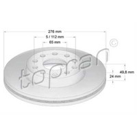 Topran Bremsscheiben Vorne Ø276 Mm BelüFtet FüR VW Golf VII 5G1 BQ1 BE1 BE2
