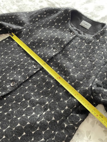 OSKA Swing Coat Jacquard Mohair/Alpaca/Wool Blend Black Dots, 4, UK 14-16 - Picture 10 of 15