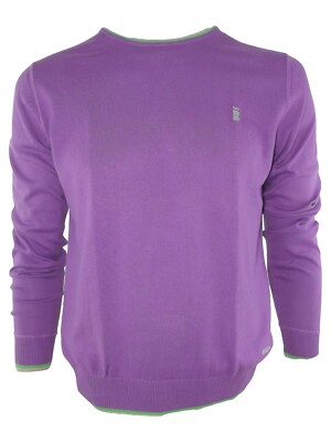 Brema Mens Sweater L Large Purple Regular Fit Cotton Long Sleeve Jersey
